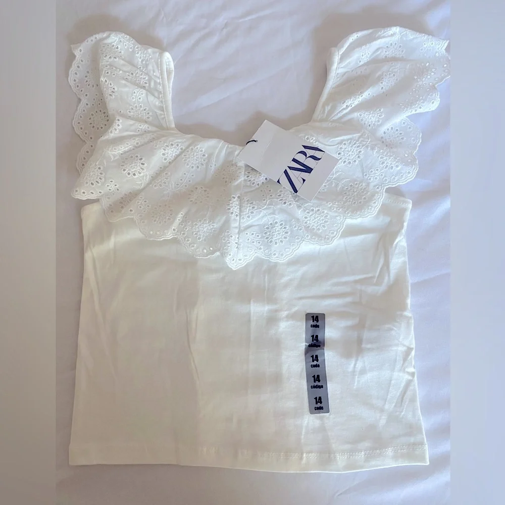 NWT Zara White Top Girls Size:13-14 - Picture 1 of 5